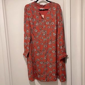 Loft Plus pullover with buttons swing dress, size 16